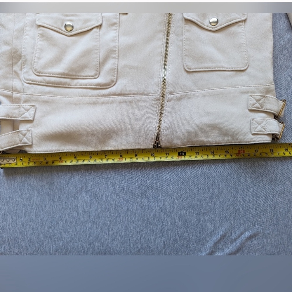 Club Monaco Relaxed Asymmetrical Moto Biker Jacket Cream Beige S - Picture 13 of 14